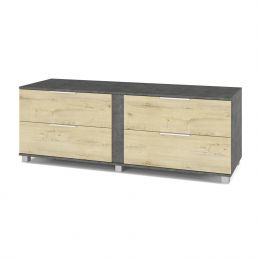 Пандора П77 Тумба тв 4 выдвижные ящ. (Камень темный/Ирландский дуб)