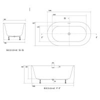 Kerasan Nolita Ванна акриловая отдельностоящая 145х78 535001 схема 3