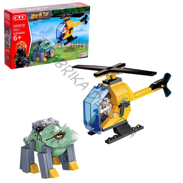 Конструктор Дино «Охотник на вертолёте против динозавра», 90 деталей