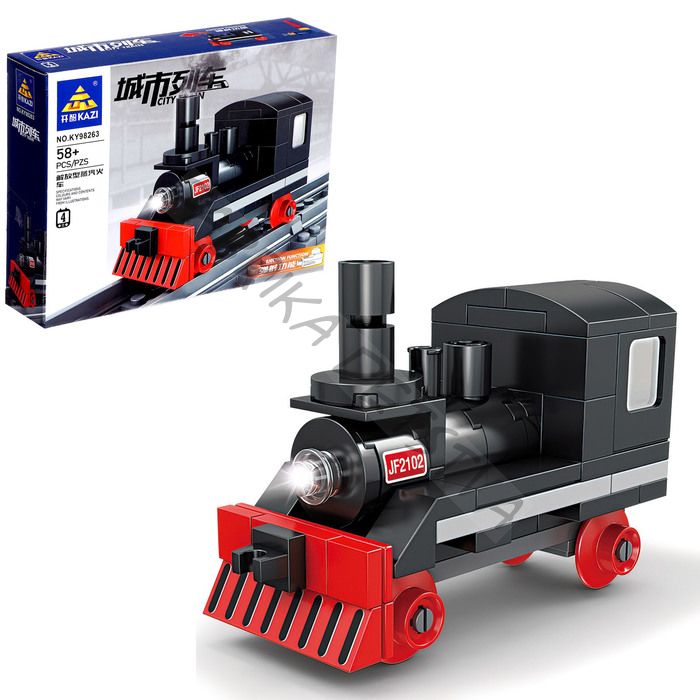 Конструктор «ЖД. Паровоз», с запуском, 58 деталей