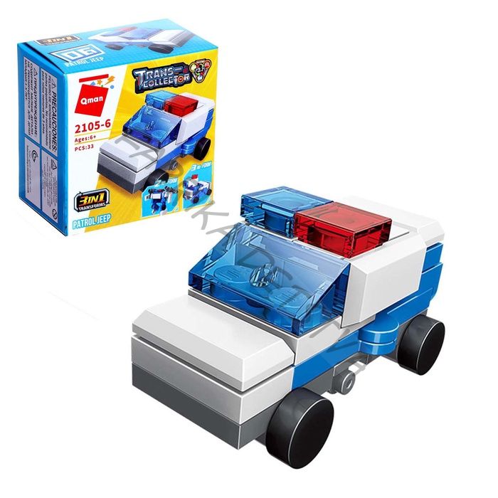 Конструктор блочный «Патрульный джип», 33 детали