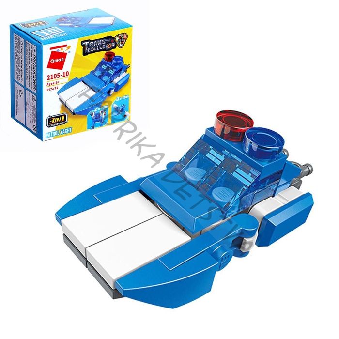 Конструктор блочный «Патрульный катер», 32 детали