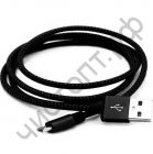 Кабель USB 2.0 Aм вилка(папа)--микро B(microUSB) вилка(папа) Smartbuy USB - micro USB, хлопок+металл.конн-р, длина 1,2 м, черный (iK-12met black) дата-кабель