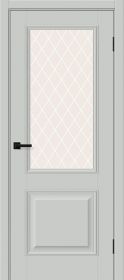 Межкомнатная Дверь ПЭТ Bravo Классик-13 Grey Silk / White Сrystal 900х2000мм (полотно 1шт,коробка, наличник 5шт) / Браво