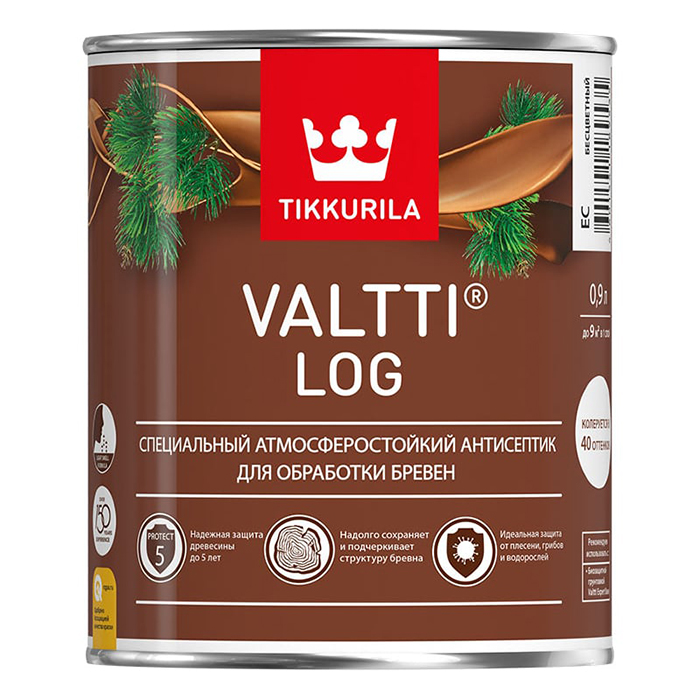 Tikkurila Valtti Log антисептик специальный для бревен атмосферостойкий красное дерево 0.9л