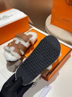 Босоножки меховые HERMES Premium
