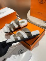 Босоножки меховые HERMES Premium