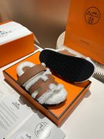 Босоножки меховые HERMES Premium