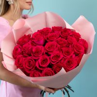 25 розовых роз 50см