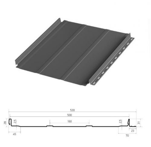Фальцевая панель Aquaclick Силуэт-2, Rooftop Бархат Matt