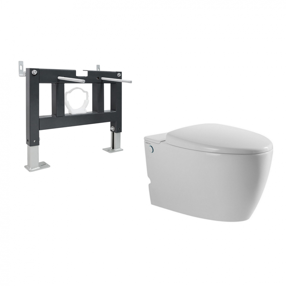 Изображение Комплект ABBER подвесной унитаз Bequem AC1107P белый с импульсным смывом с инсталляцией AC0101P