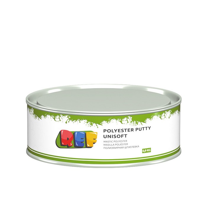REF Polyester Putty Unisoft Шпатлевка универсальная, цвет желто-бежевый, объём 0,9 л.