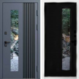 Входная дверь Termo-door Фортис - Черный кварц, белый короб с терморазрывом и стеклопакетом