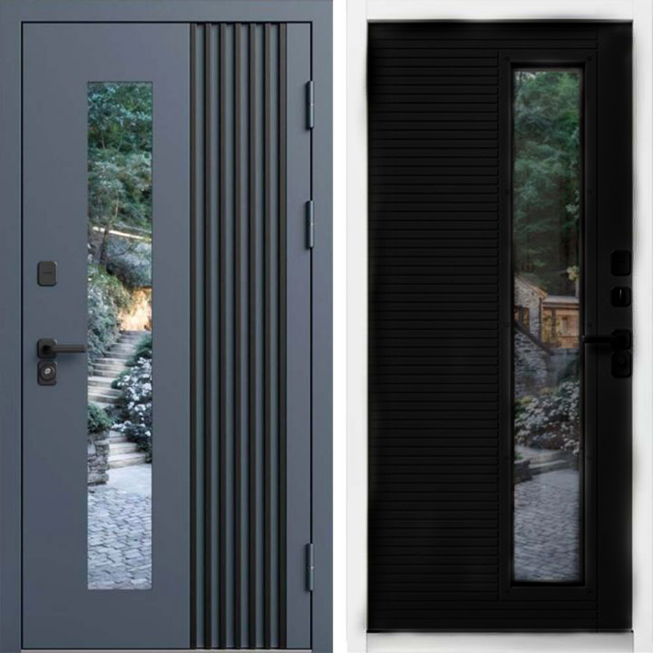 Входная дверь Termo-door Фортис - Черный кварц, белый короб с терморазрывом и стеклопакетом