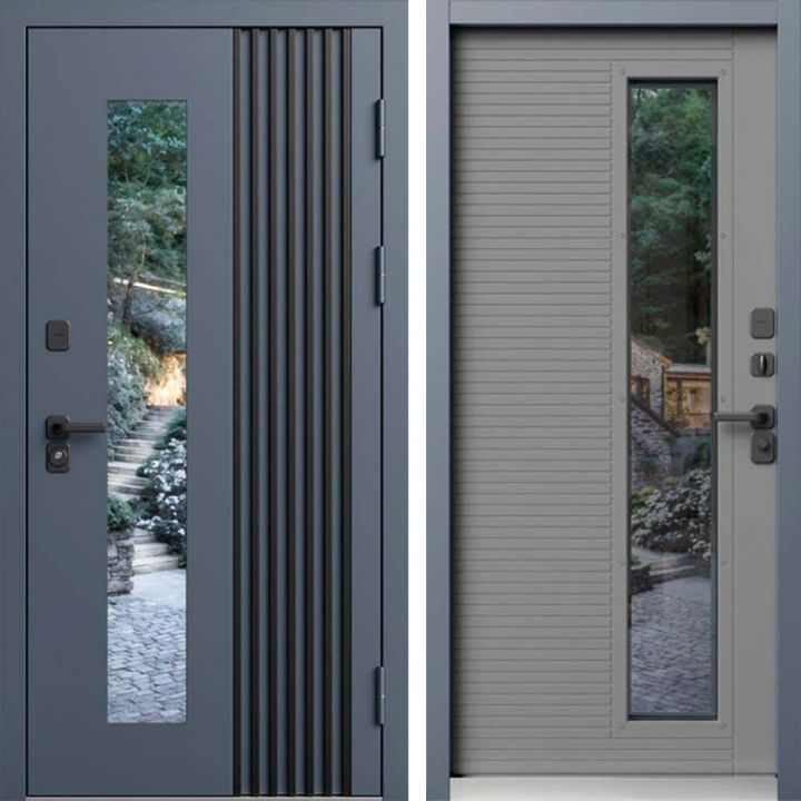 Входная дверь Termo-door Фортис - Серая с терморазрывом и стеклопакетом