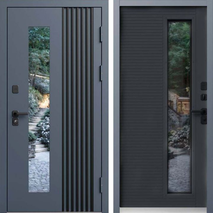 Входная дверь Termo-door Фортис - Графит с терморазрывом и стеклопакетом