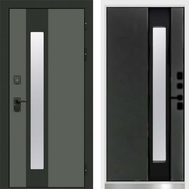 Входная дверь Termo-door Арктика Графит - Бетон темный с терморазрывом и стеклопакетом, белый короб