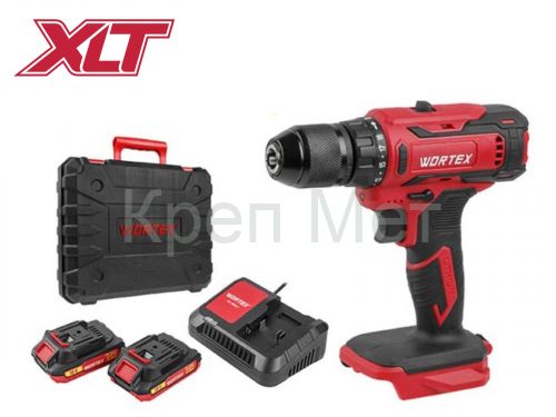 Аккум. дрель-шуруповерт WORTEX BD 1820-1 Li в чем. ALL1 18 В, 30 Н*м, 2х2 А*ч, БЗП(мет.) 13 мм