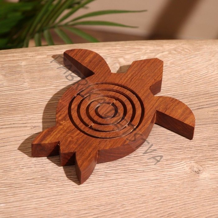 Головоломка-лабиринт «Черепашка», 15x15 см, дерево шишам