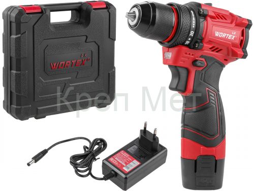 Аккумуляторная дрель-шуруповерт WORTEX LX BD 1215-1 Li 12В, 30 Нм, 1.5 Ач акб, патрон 10 мм, бесщёт.