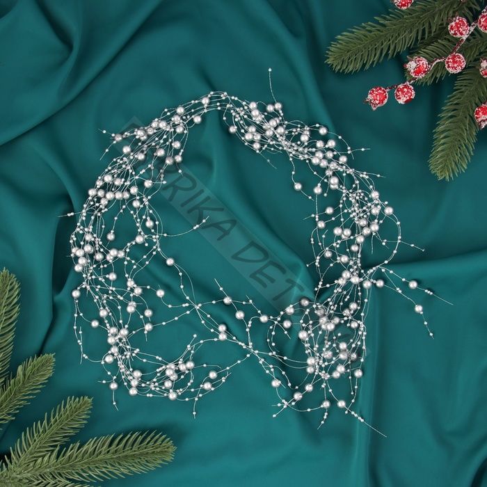 Бусы на ёлку «Паутинка», 2 м, d=5 мм, серебристый