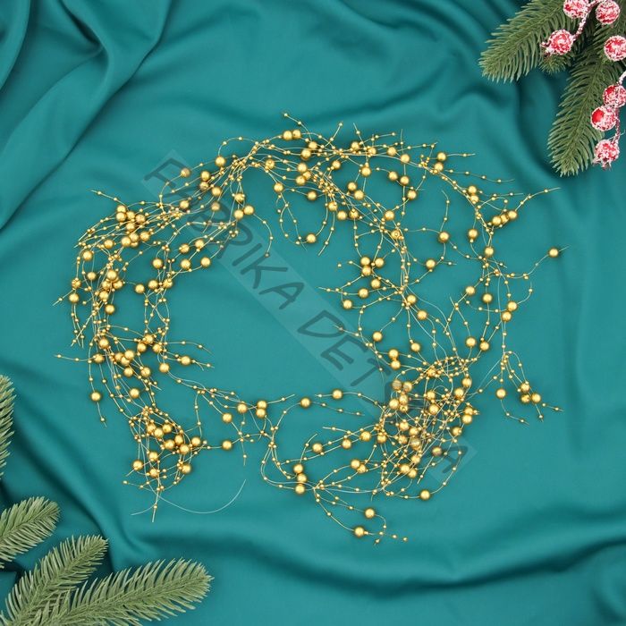 Бусы на ёлку «Паутинка», длина 2 м, d=5 мм, золотистые