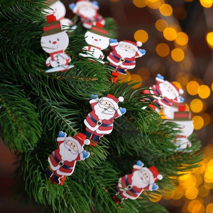 Прищепки декоративные «Новый год», набор 6 шт. МИКС