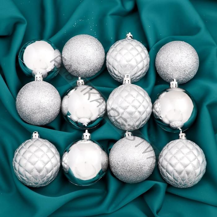 Ёлочные игрушки «Ларго», шары новогодние, d=6 см, 12 шт., серебро