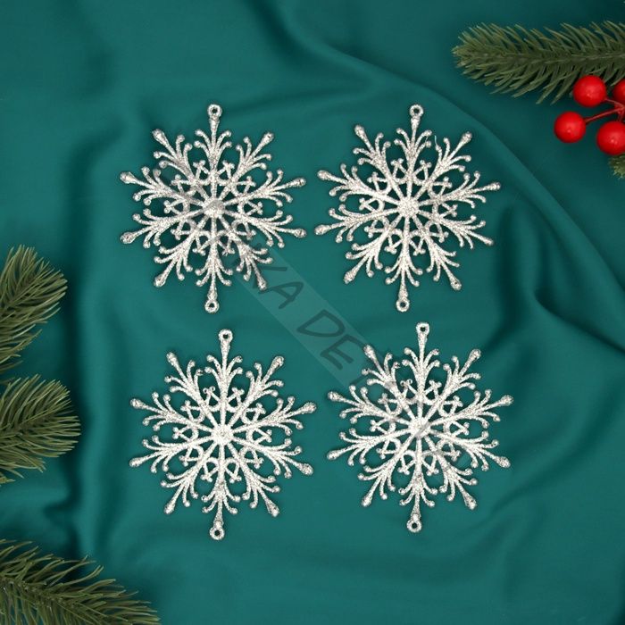 Ёлочные игрушки набор 4 шт. «Зимнее волшебство. Снежинка», d=9 см, МИКС