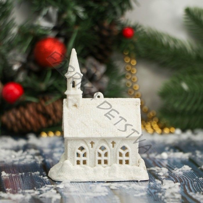 Ёлочная игрушка «Снежный замок» 6x6 см, белый