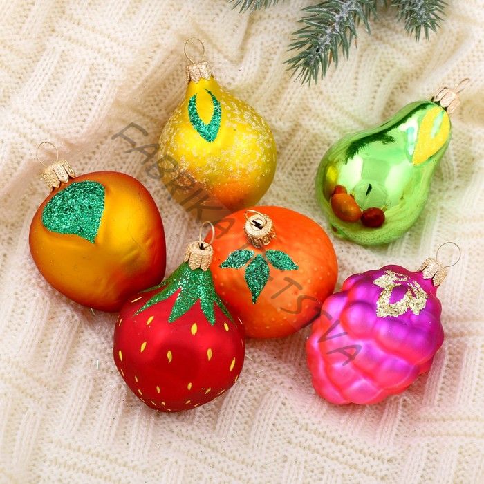 Ёлочные игрушки набор 6 шт. «Фрукты»