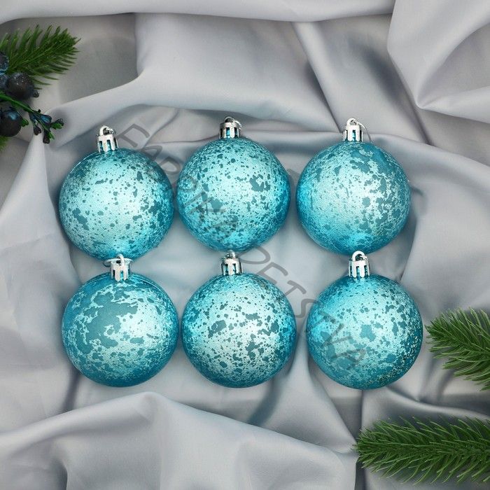 Ёлочные игрушки «Ретро», шары новогодние, d=6 см, набор 6 шт., голубой
