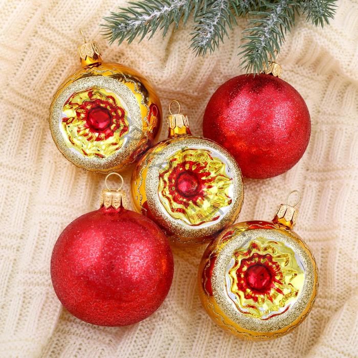 Ёлочные шары «Орбита», новогодние, набор 5 шт., d=6 см, МИКС