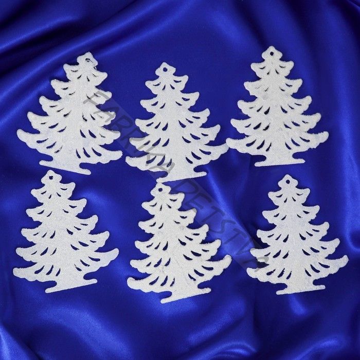 Ёлочные игрушки 6 шт. «Ёлочка замороженная» 8x8.5 см, белый