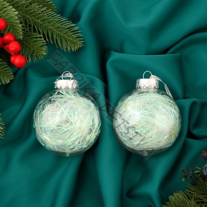 Ёлочные игрушки «Сияние», шары новогодние, d=8 см, набор 2 шт., перламутр