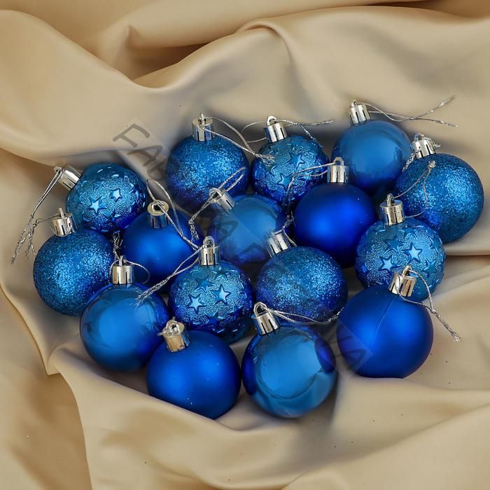Ёлочные игрушки «Звёздная ночь», шары новогодние, d=5 см, набор 16 шт., синий