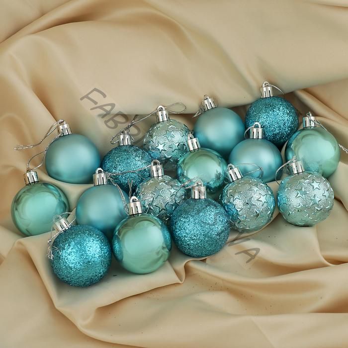 Ёлочные игрушки «Звёздная ночь», шары новогодние, d=5 см, набор 16 шт., бирюзовый