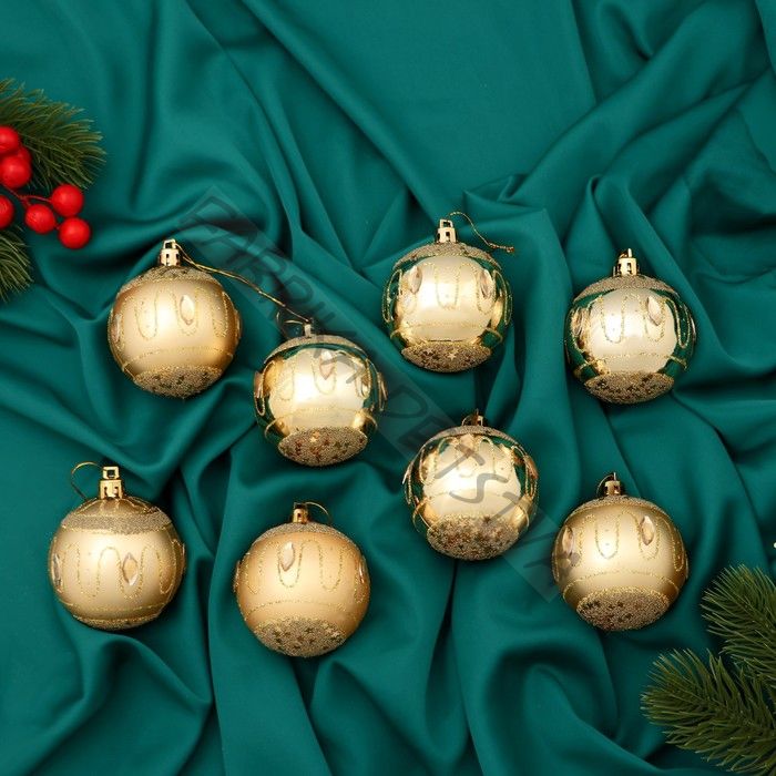 Ёлочные игрушки «Карнавальная ночь», шары новогодние, d=5.5 см, набор 8 шт., золото