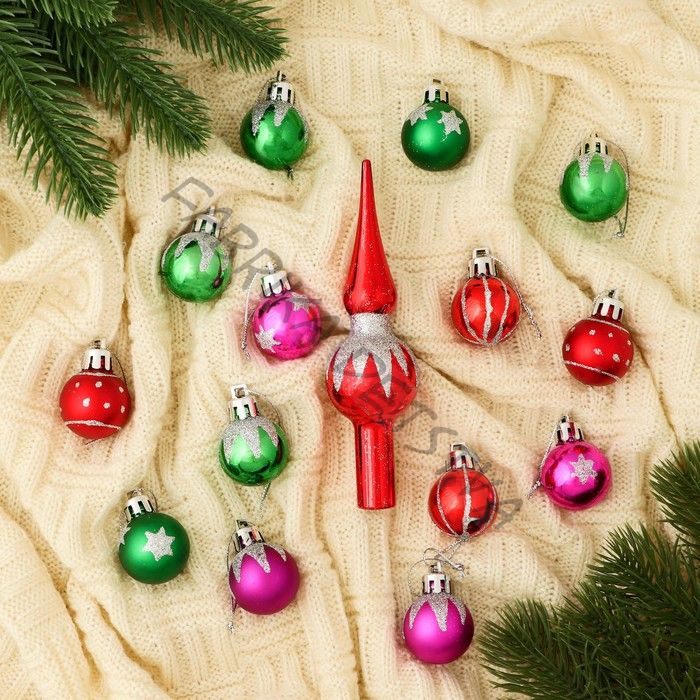 Ёлочные игрушки «Сочельник. Краски», новогодние, набор 15 шт.
