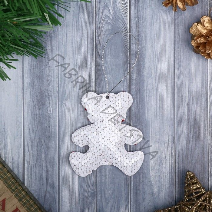 Подвеска мягкая на ёлку «Мишка - праздничный перелив» 8.5x9.5 см, МИКС