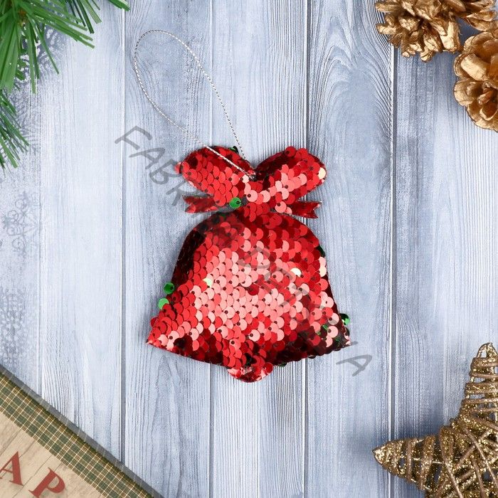 Подвеска мягкая на ёлку «Колокольчик - праздничный перелив» 9x10 см, МИКС