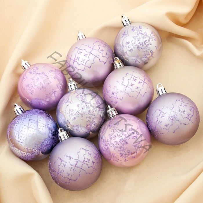 Ёлочные игрушки «Перламутровое сияние», набор 9 шт., d=6 см, сиреневый
