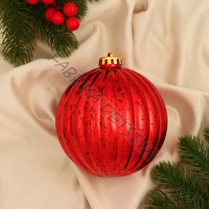 Ёлочный шар «Винтаж», новогодний, d=11.5 см, полосы, красный