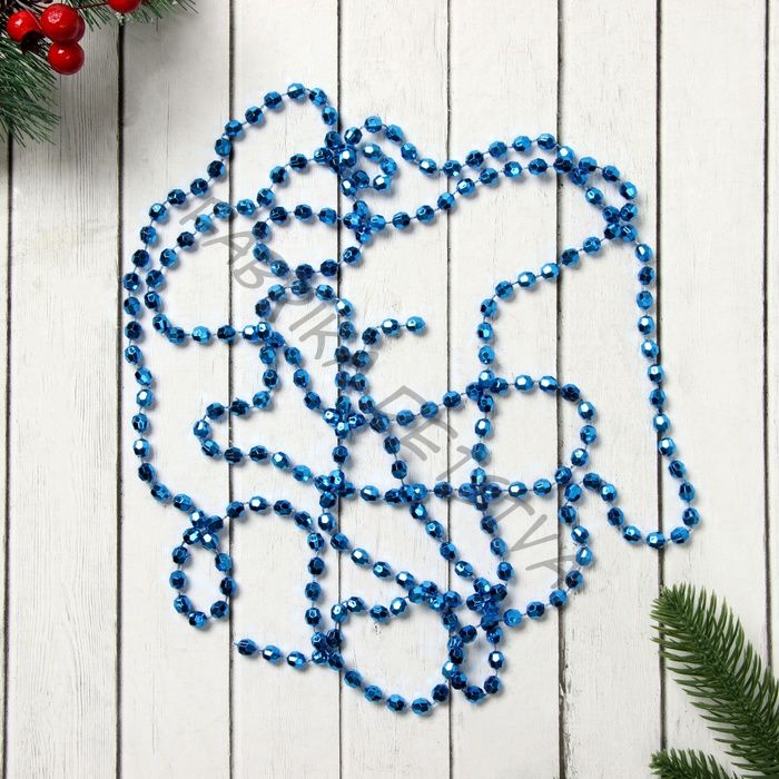 Бусы на ёлку «Шары с гранями», длина 2.7 м, d=8 мм, синие