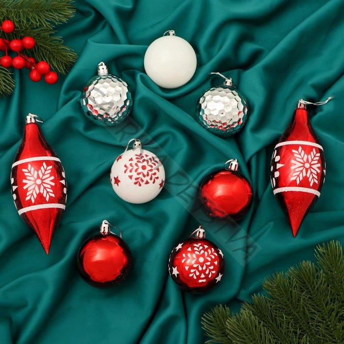 Ёлочные игрушки «Снежинки ассорти», новогодние, набор 16 шт., d=5.5 см, сосулька 13.5 см, МИКС