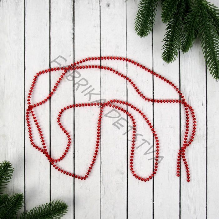 Бусы на ёлку «Бусинки», длина 2 м, d=4 мм, красные