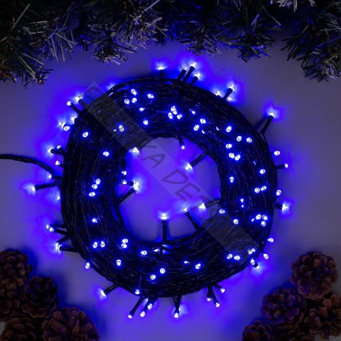Гирлянда «Нить» 20 м, IP20, тёмная нить, 200 LED, свечение синее, 8 режимов, 220 В