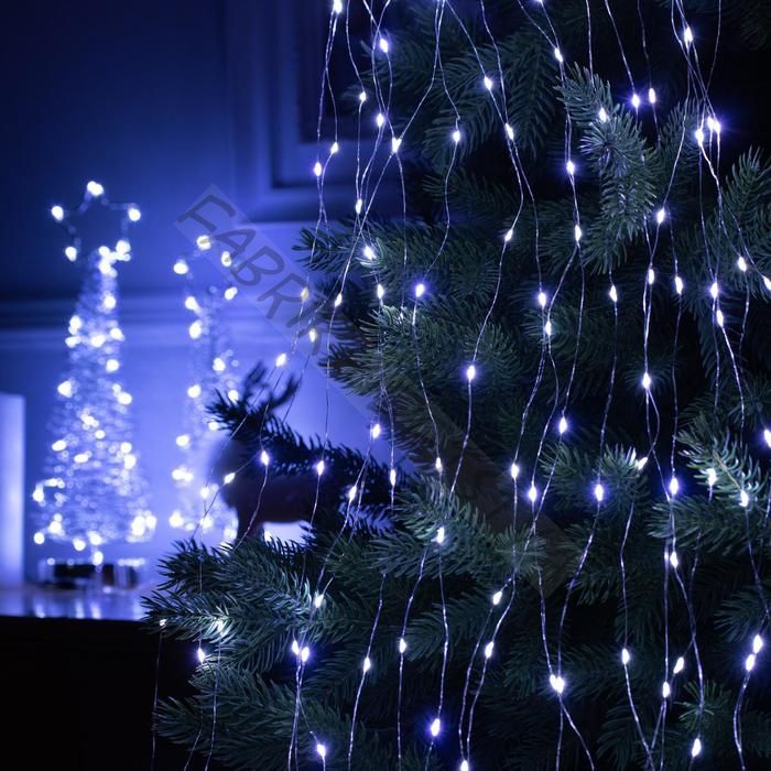 Гирлянда «Конский хвост» 20 нитей по 2 м, IP20, серебристая нить, 400 LED, свечение белое, 12 В