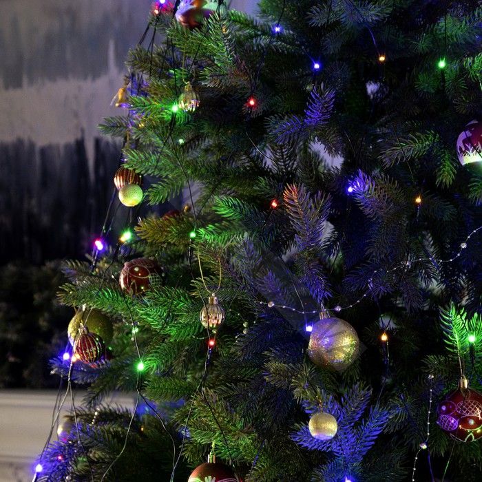 Гирлянда «Сеть» d=1.8 м с кольцом на ёлку, IP20, тёмная нить, 224 LED, 8 режимов, 220 В, свечение мульти