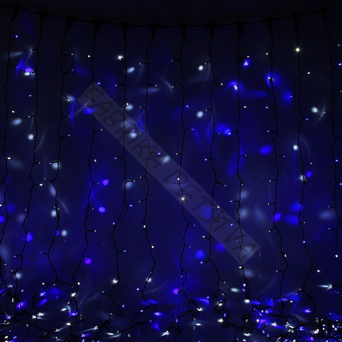 ЗАНАВЕС SPEC. IP44, УМС, Ш:2 м, В:6 м, Н.Т. 2W LED-1440-220V, БЕЗ контр. БЕЛО-СИНИЙ